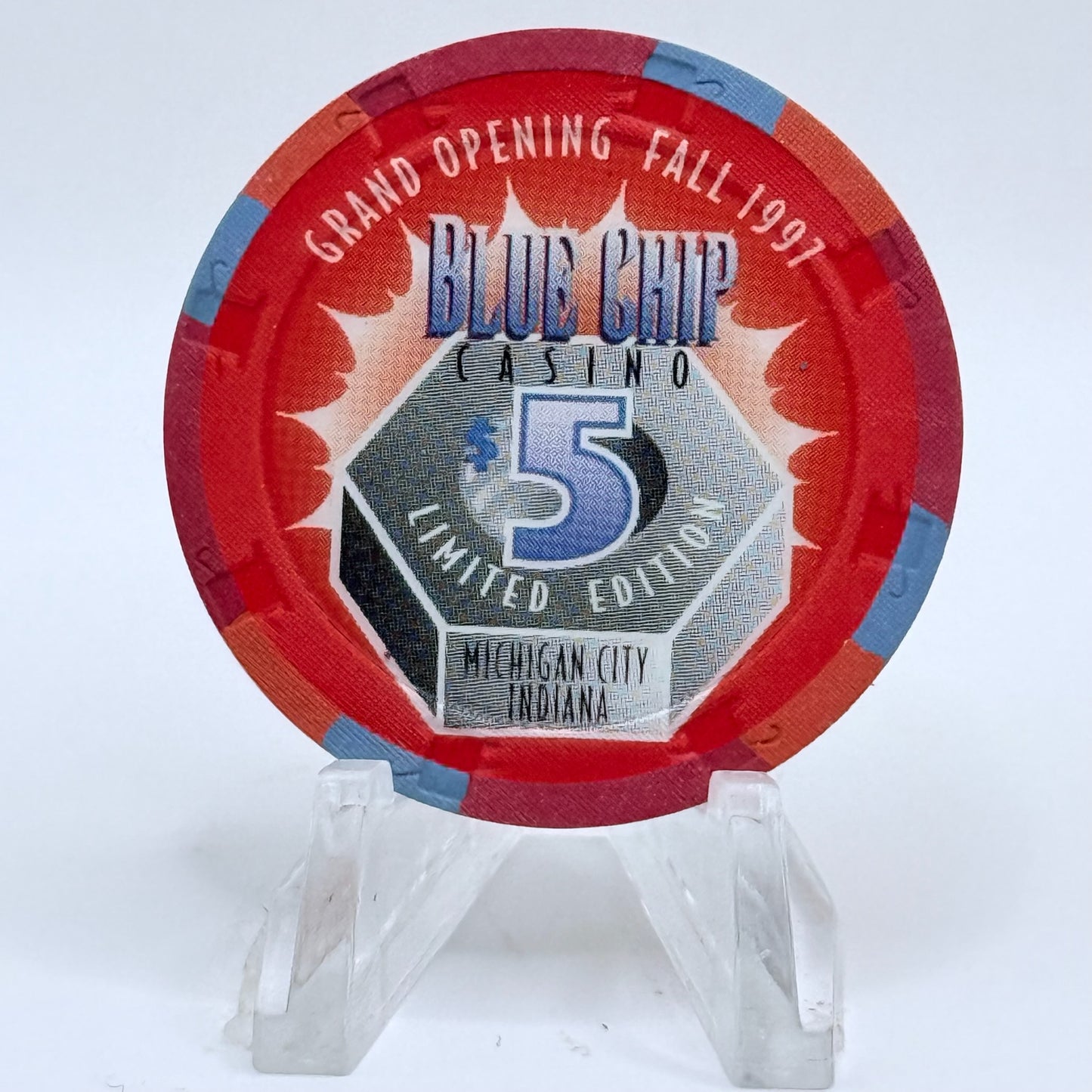 Blue Chip Casino Michigan City Indiana 1997 'Grand Opening' Series 2 LE $5 Casino Chip