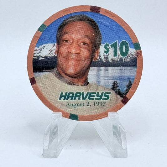 Harvey's (Wagon Wheel) Lake Tahoe Nevada 1997 'Bill Cosby' $10 Casino Chip N9907