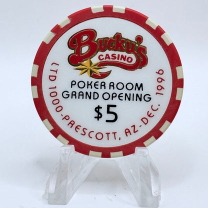 Bucky's Casino Prescott Arizona 1996 'Grand Opening' LE $5 Casino Chip