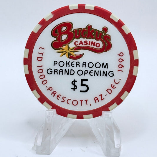 Bucky's Casino Prescott Arizona 1996 'Grand Opening' LE $5 Casino Chip