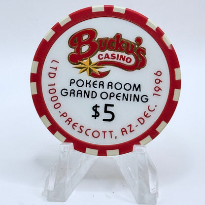 Bucky's Casino Prescott Arizona 1996 'Grand Opening' LE $5 Casino Chip