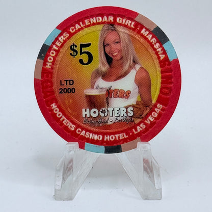 Hooters Casino Hotel Las Vegas Nevada 2006 '4th Of July - Calendar Girl Marsha' LE $5 Casino Chip E8056