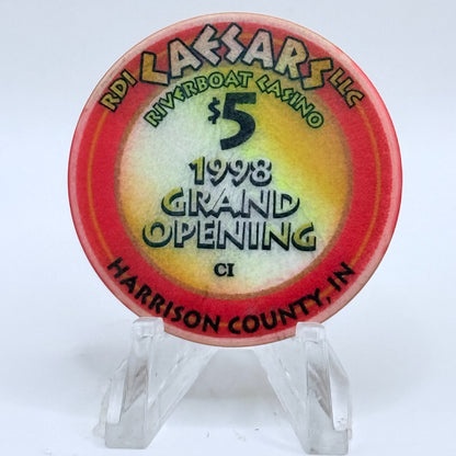 Caesars Elizabeth Indiana 1998 'Grand Opening' Series 2 LE $5 Casino Chip