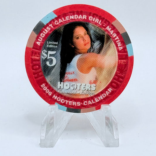 Hooters Casino Hotel Las Vegas Nevada 2006 ' Calendar Girl - Martina' Series 4 LE $5 Casino Chip E5129