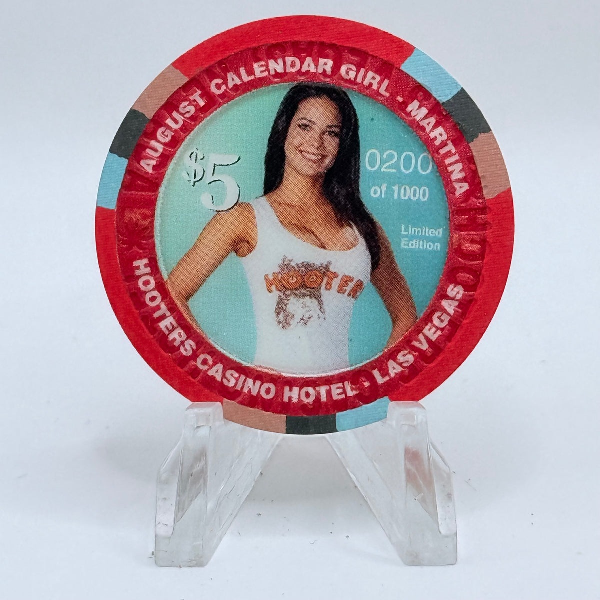 Hooters Casino Hotel Las Vegas Nevada 2006 ' Calendar Girl - Martina' Series 4 LE $5 Casino Chip E5129