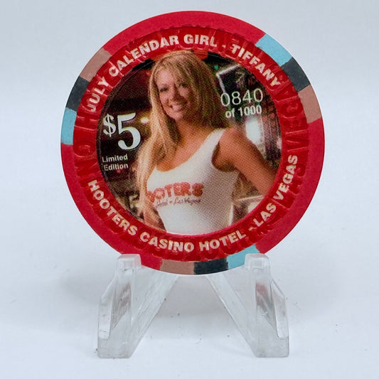 Hooters Casino Hotel Las Vegas Nevada 2006 'Calendar Girl - Tiffany' Series 4 LE $5 Casino Chip E5133
