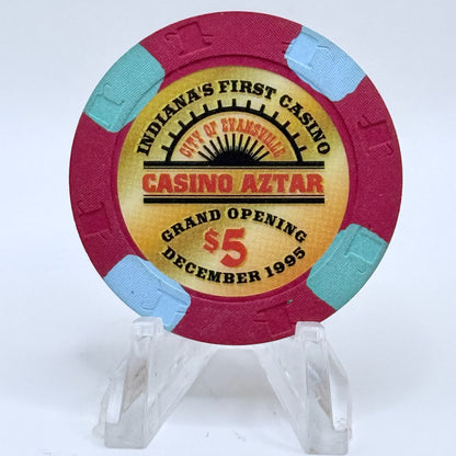 Casino Aztar Evansville Indiana 1995 'Grand Opening' LE $5 Casino Chip