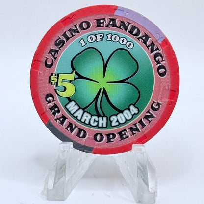 Casino Fandango Carson City Nevada 2004 'Grand Opening' LE $5 Casino Chip E3240