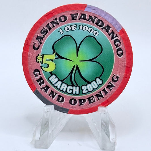 Casino Fandango Carson City Nevada 2004 'Grand Opening' LE $5 Casino Chip E3240