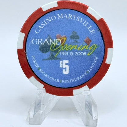 Casino Marysville Marysville California 'Grand Opening' $5 Casino Chip