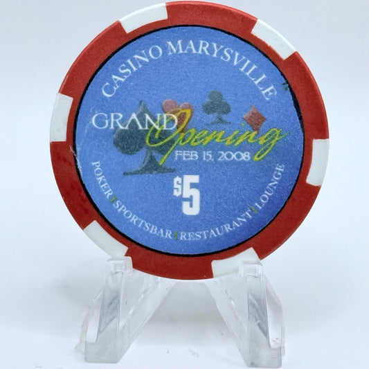 Casino Marysville Marysville California 'Grand Opening' $5 Casino Chip