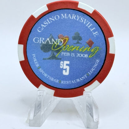 Casino Marysville Marysville California 'Grand Opening' $5 Casino Chip