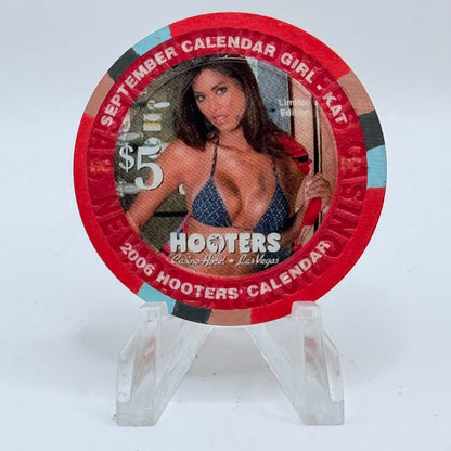 Hooters Casino Hotel Las Vegas Nevada 2006 'Calendar Girl - Kat' Series 4 LE $5 Casino Chip E5139