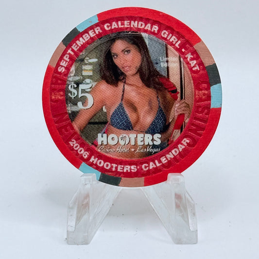 Hooters Casino Hotel Las Vegas Nevada 2006 'Calendar Girl - Kat' Series 4 LE $5 Casino Chip E5139