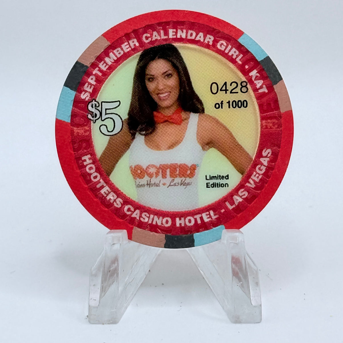Hooters Casino Hotel Las Vegas Nevada 2006 'Calendar Girl - Kat' Series 4 LE $5 Casino Chip E5139