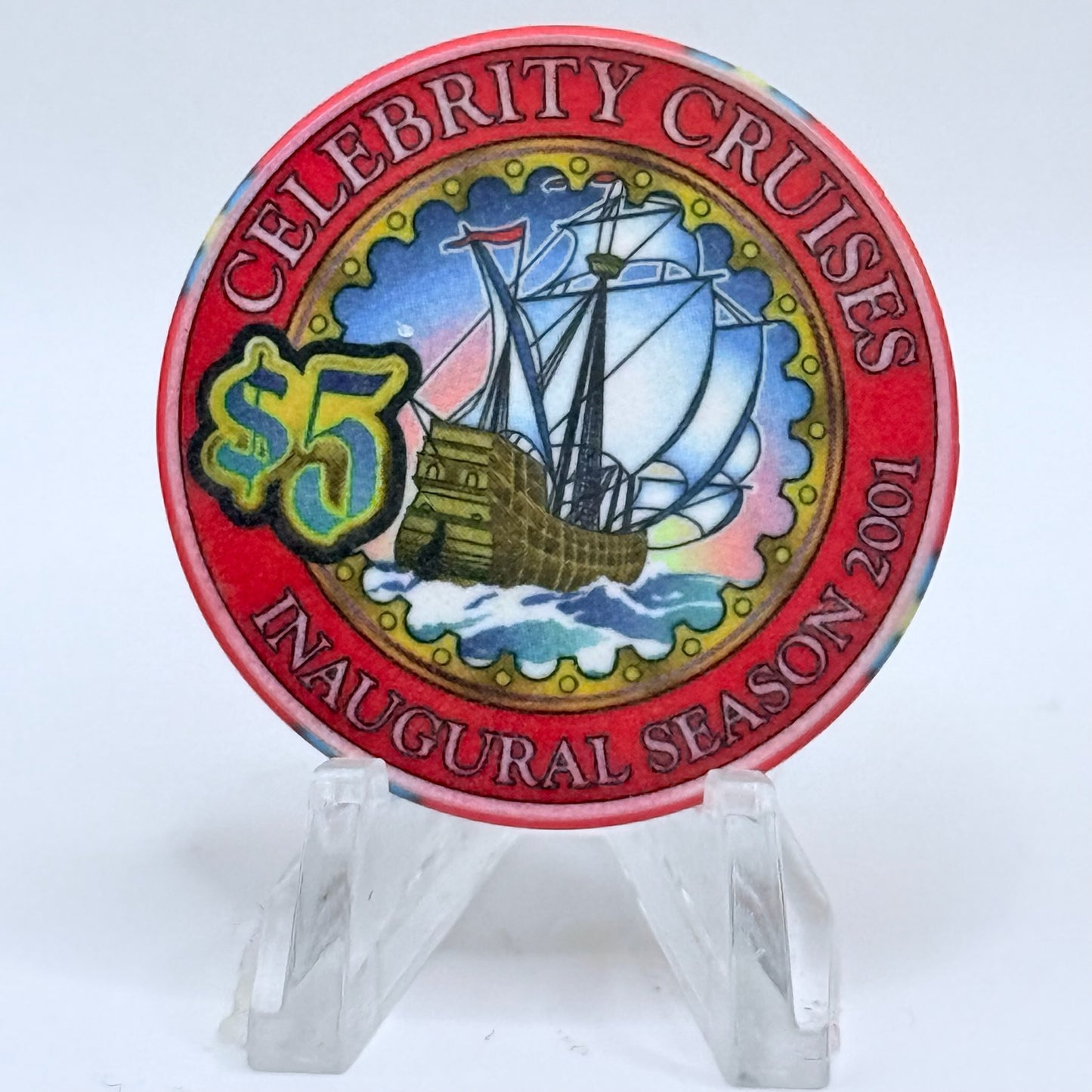 Summit Celebrity Cruises Wet Chips 2001 'Inaugural Season - Grand Opening' LE $5 Casino Chip