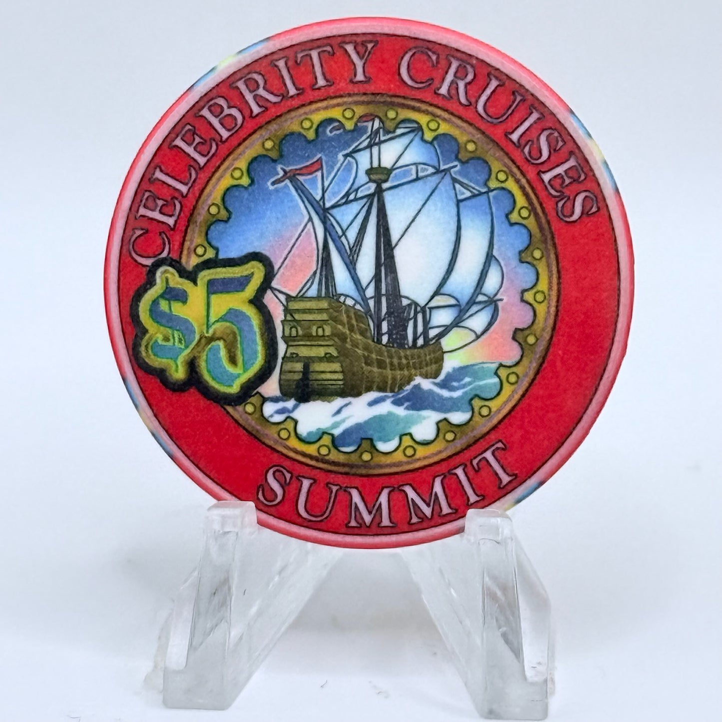 Summit Celebrity Cruises Wet Chips 2001 'Inaugural Season - Grand Opening' LE $5 Casino Chip