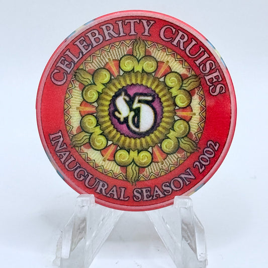 Constellation Celebrity Cruises Wet Chips 2002 'Inaugural Season - Grand Opening' LE $5 Casino Chip