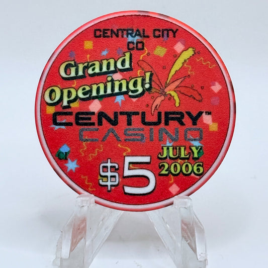 Century Casino & Hotel Central City Central City Colorado 2006 'Grand Opening' LE $5 Casino Chip