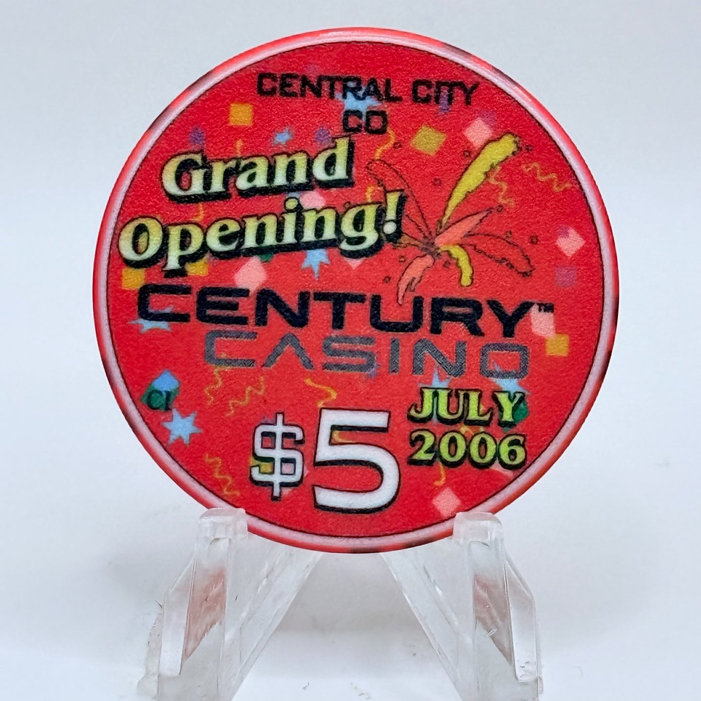 Century Casino & Hotel Central City Central City Colorado 2006 'Grand Opening' LE $5 Casino Chip