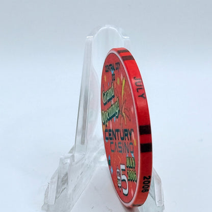 Century Casino & Hotel Central City Central City Colorado 2006 'Grand Opening' LE $5 Casino Chip