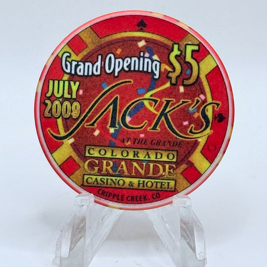 Colorado Grande Casino Cripple Creek Colorado 2009 'Grand Opening' LE $5 Casino Chip