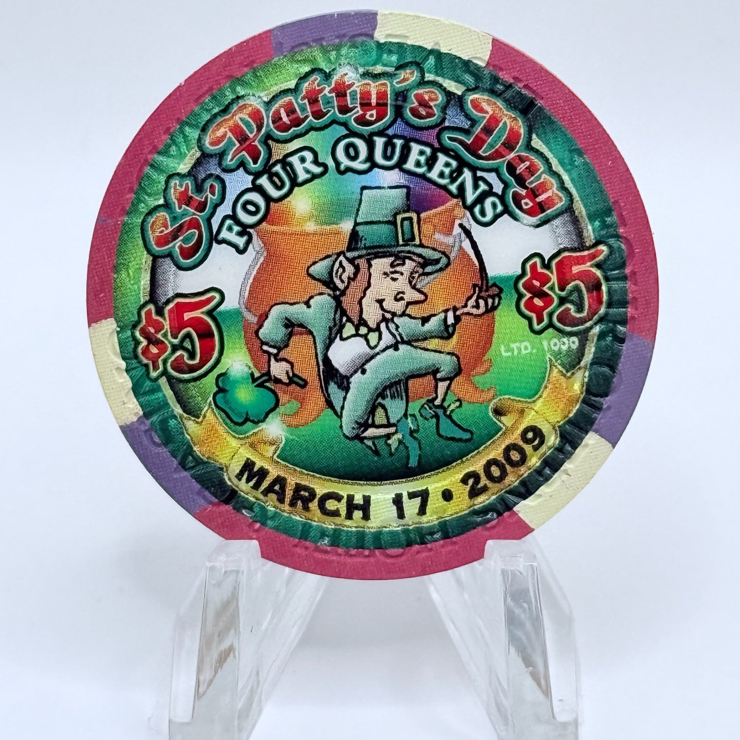 Four Queens Las Vegas Nevada 2009 'St Patty's Day' LE $5 Casino Chip E8603