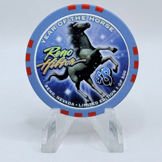 Hilton Resort Reno Nevada 2002 'Year Of The Horse' LE $8 Casino Chip V9028