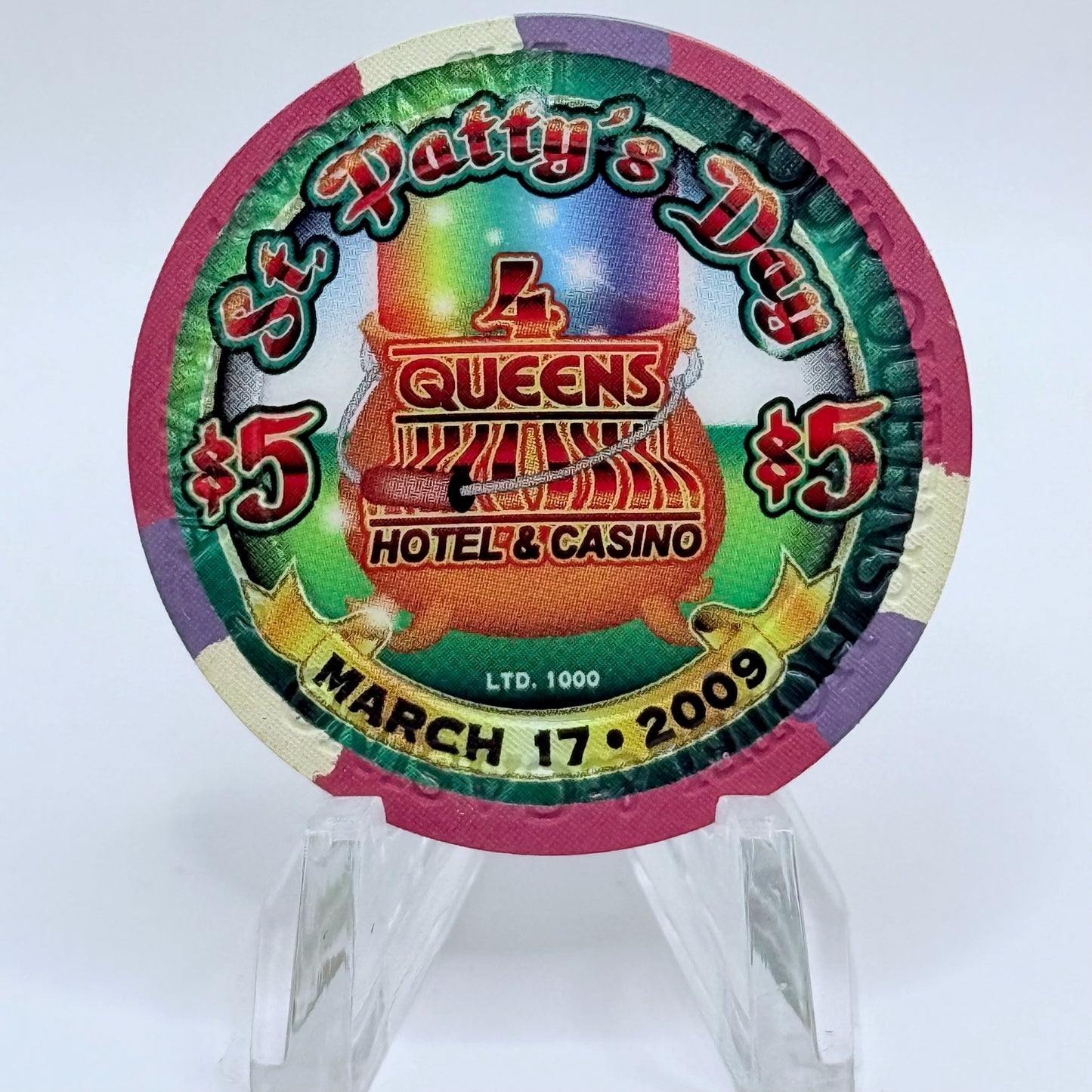 Four Queens Las Vegas Nevada 2009 'St Patty's Day' LE $5 Casino Chip E8603