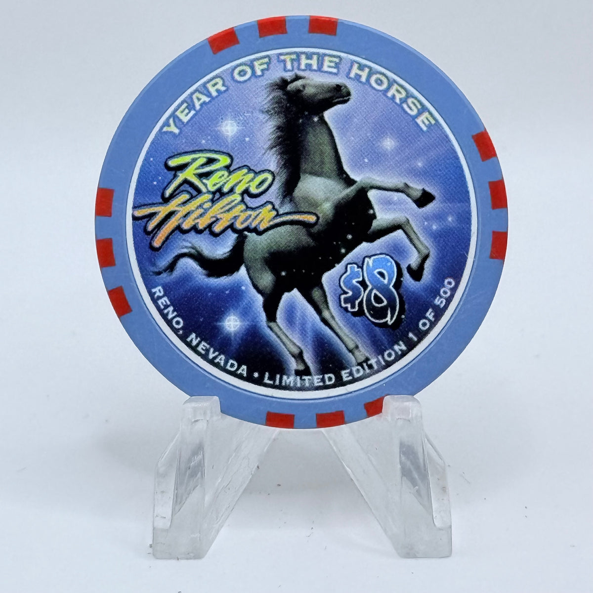 Hilton Resort Reno Nevada 2002 'Year Of The Horse' LE $8 Casino Chip V9028