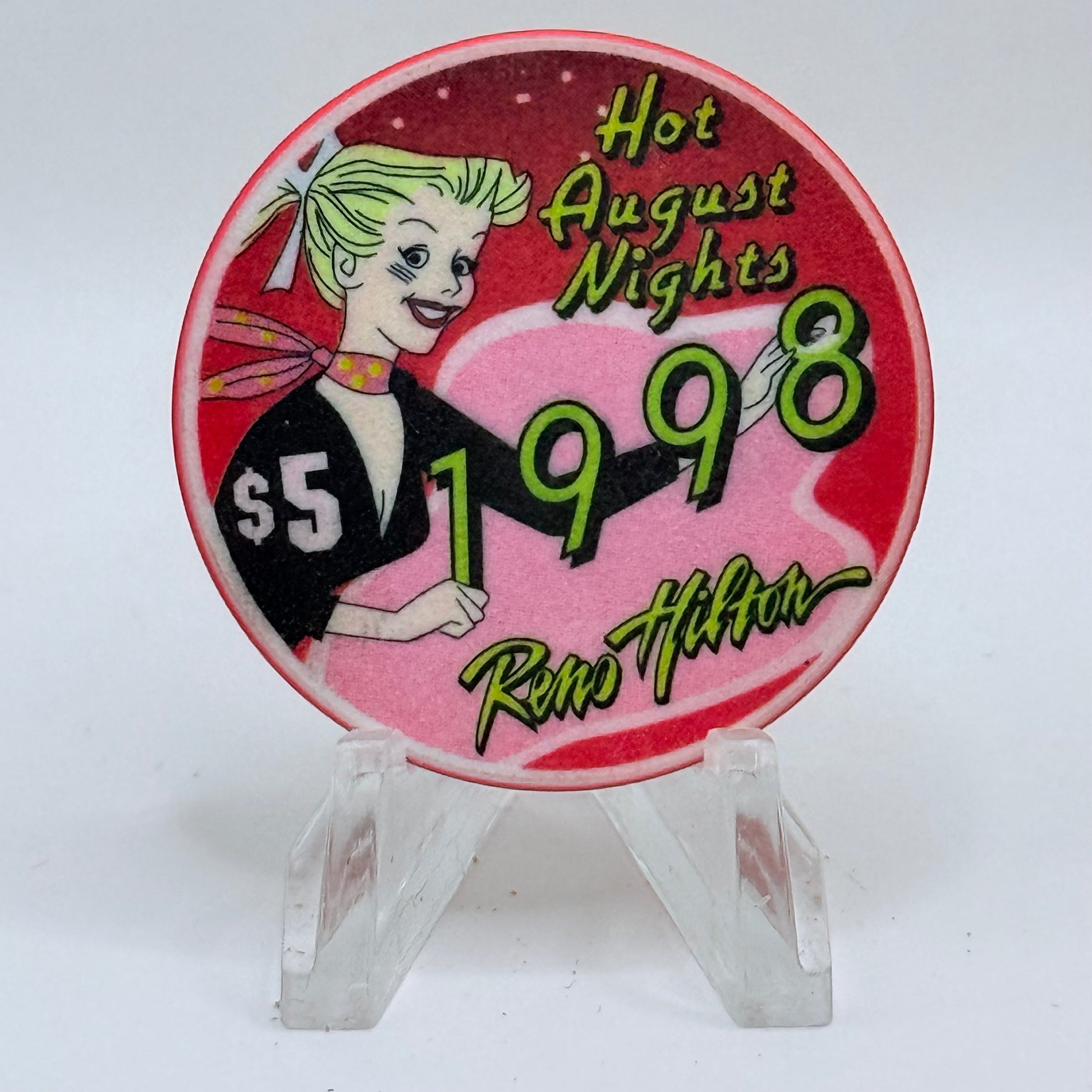 Hilton Resort Reno Nevada 1998 'Hot August Nights' LE $5 Casino Chip V2779