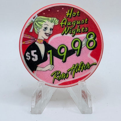 Hilton Resort Reno Nevada 1998 'Hot August Nights' LE $5 Casino Chip V2779