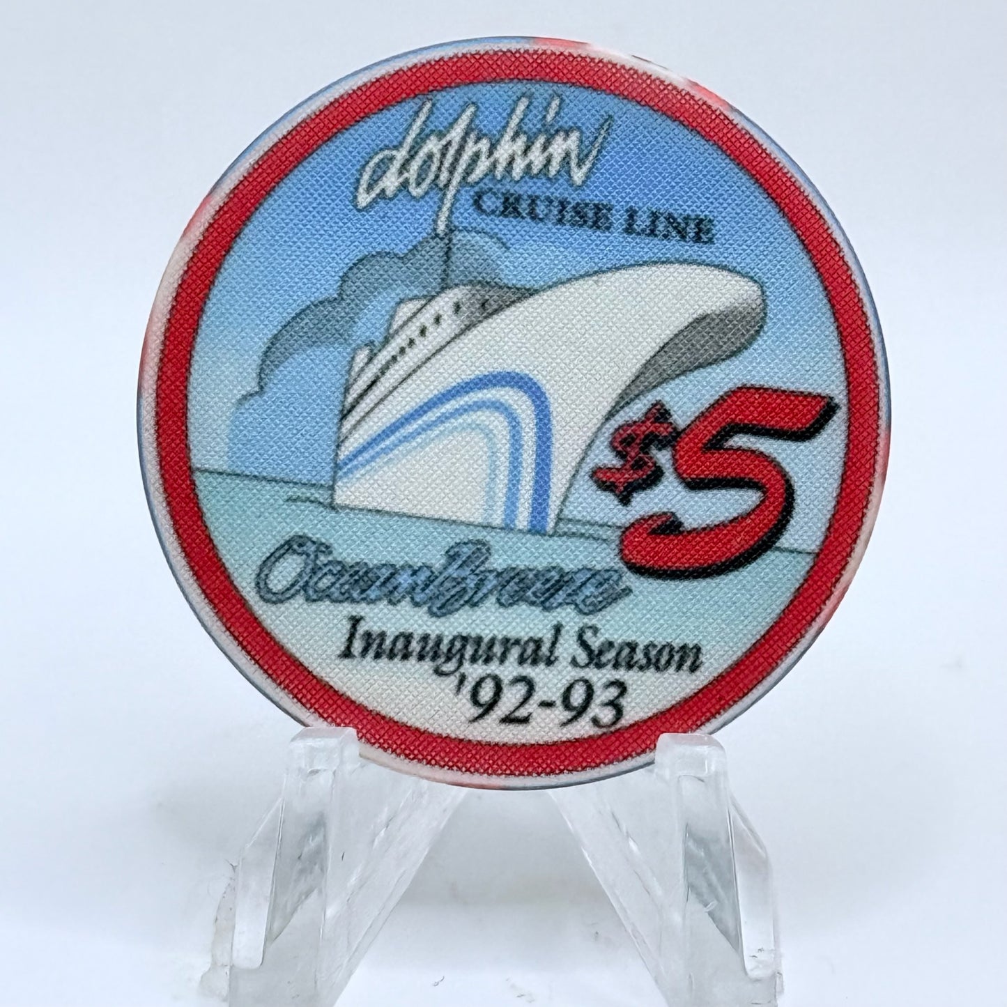 Ocean Breeze 1992 'Grand Opening - Dolphin Cruise Line' Series 1 LE $5 Casino Chip