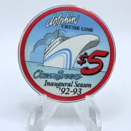 Ocean Breeze 1992 'Grand Opening - Dolphin Cruise Line' Series 1 LE $5 Casino Chip
