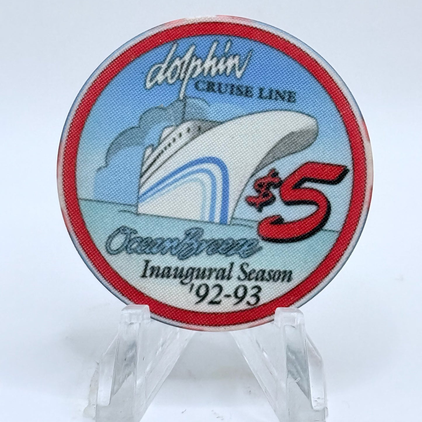 Ocean Breeze 1992 'Grand Opening - Dolphin Cruise Line' Series 1 LE $5 Casino Chip