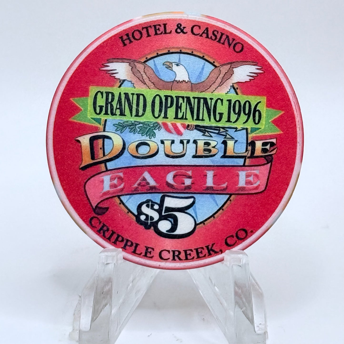 Double Eagle Hotel & Casino Cripple Creek Colorado 1996 'Grand Opening' LE $5 Casino Chip