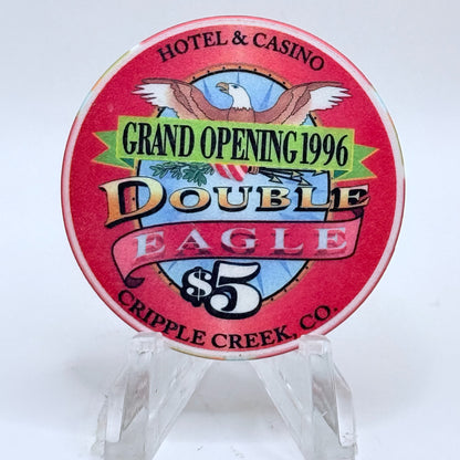 Double Eagle Hotel & Casino Cripple Creek Colorado 1996 'Grand Opening' LE $5 Casino Chip