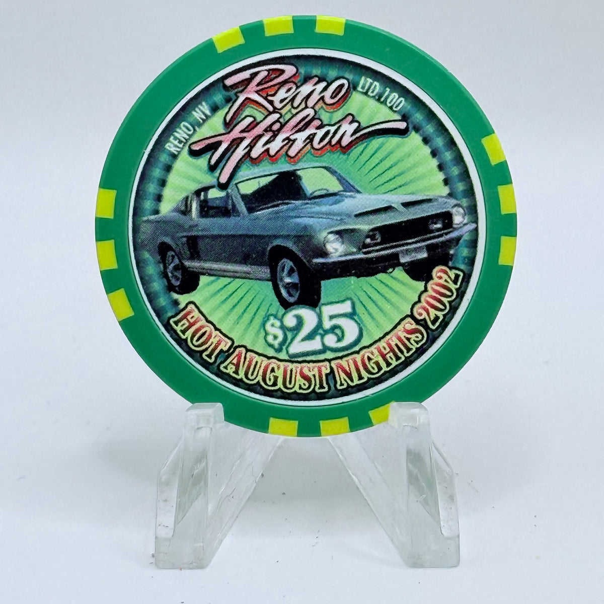 Hilton Resort Reno Nevada 2002 'Hot August Nights' LE $25 Casino Chip E1202
