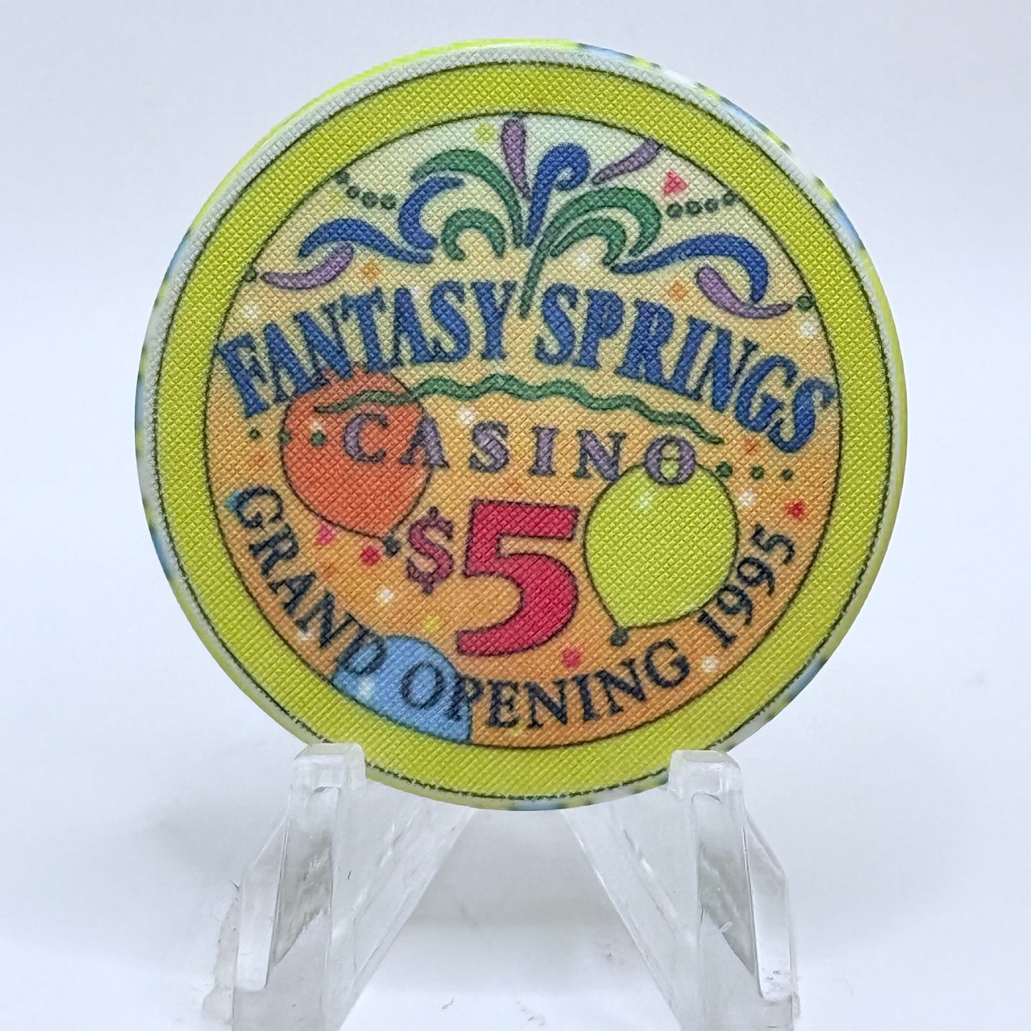 Fantasy Springs Casino Indio California 1995 'Grand Opening' $5 Casino Chip