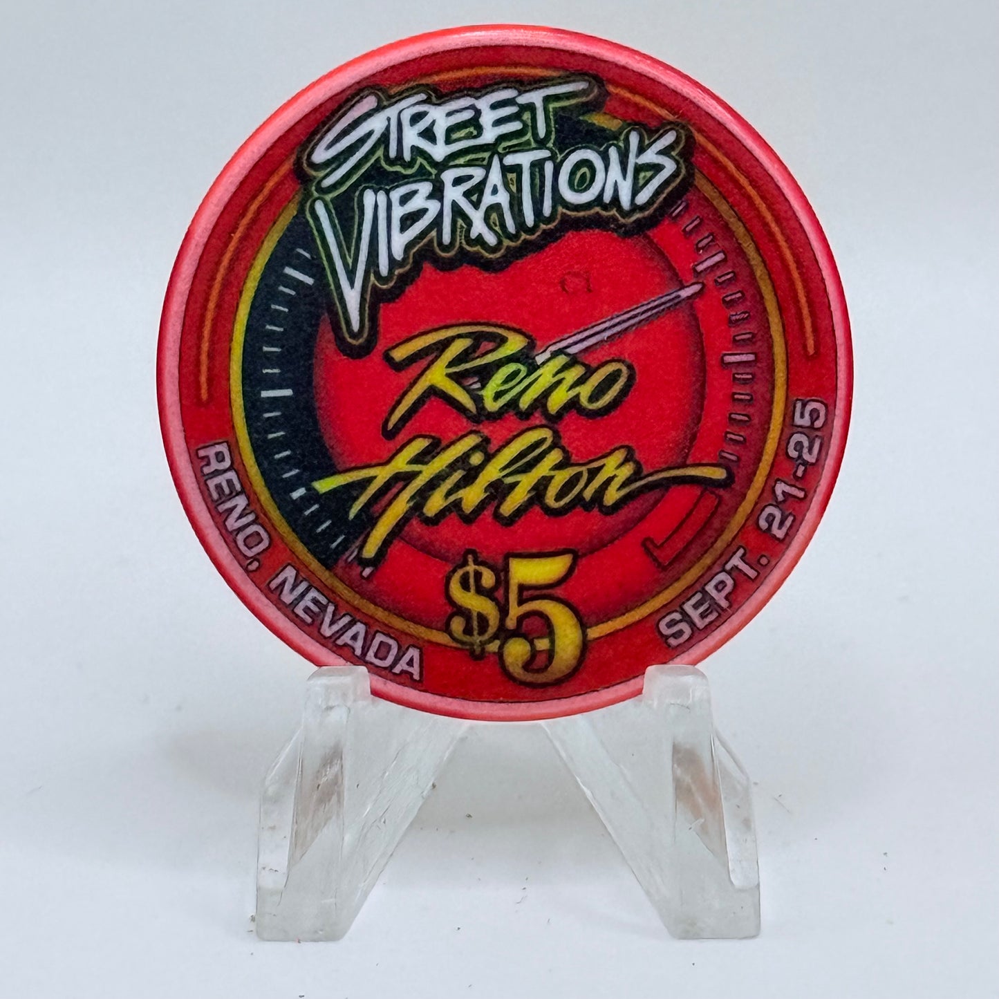 Hilton Resort Reno Nevada 2005 'Street Vibrations' LE $5 Casino Chip E4846