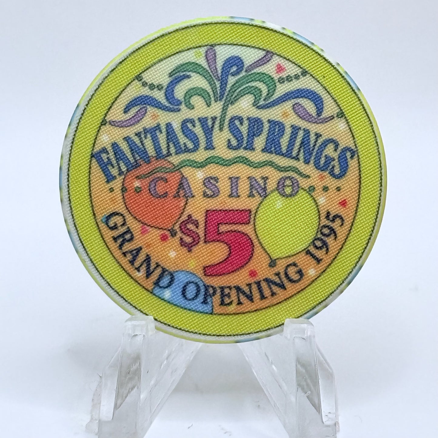 Fantasy Springs Casino Indio California 1995 'Grand Opening' $5 Casino Chip