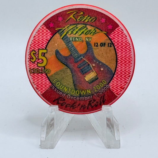 Hilton Resort Reno Nevada 1999 'Rock'n Roll' Series 1 LE $5 Casino Chip V4566
