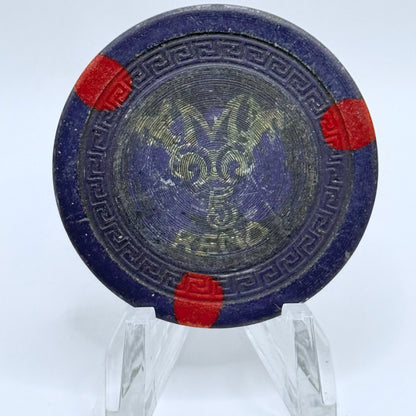 Mapes Hotel Casino Reno Nevada 1949 $5 Casino Chip N5231