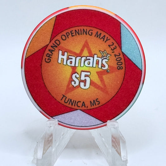 Harrah's (2008-2014) Tunica Mississippi 2008 'Grand Opening' LE $5 Casino Chip