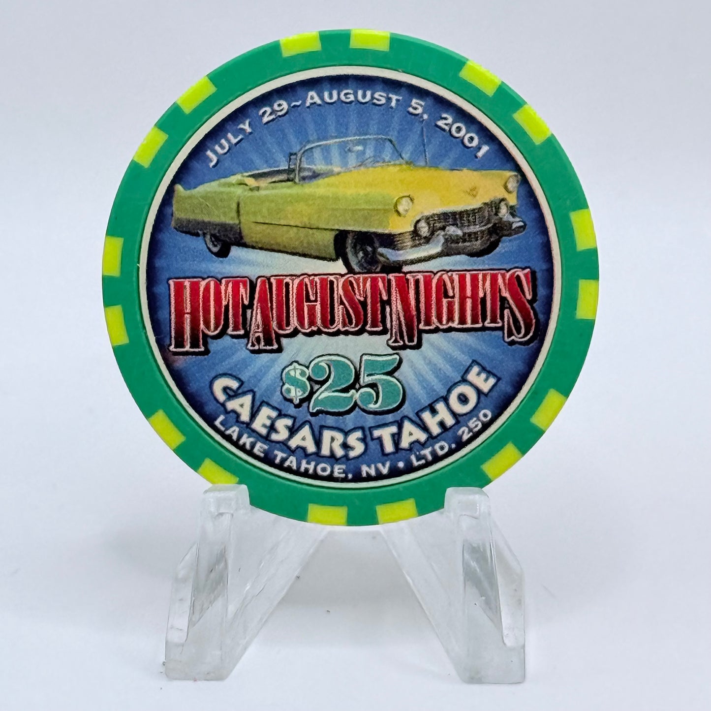 Caesars Tahoe Lake Tahoe Nevada 2001 'Hot August Nights' LE $25 Casino Chip V6771