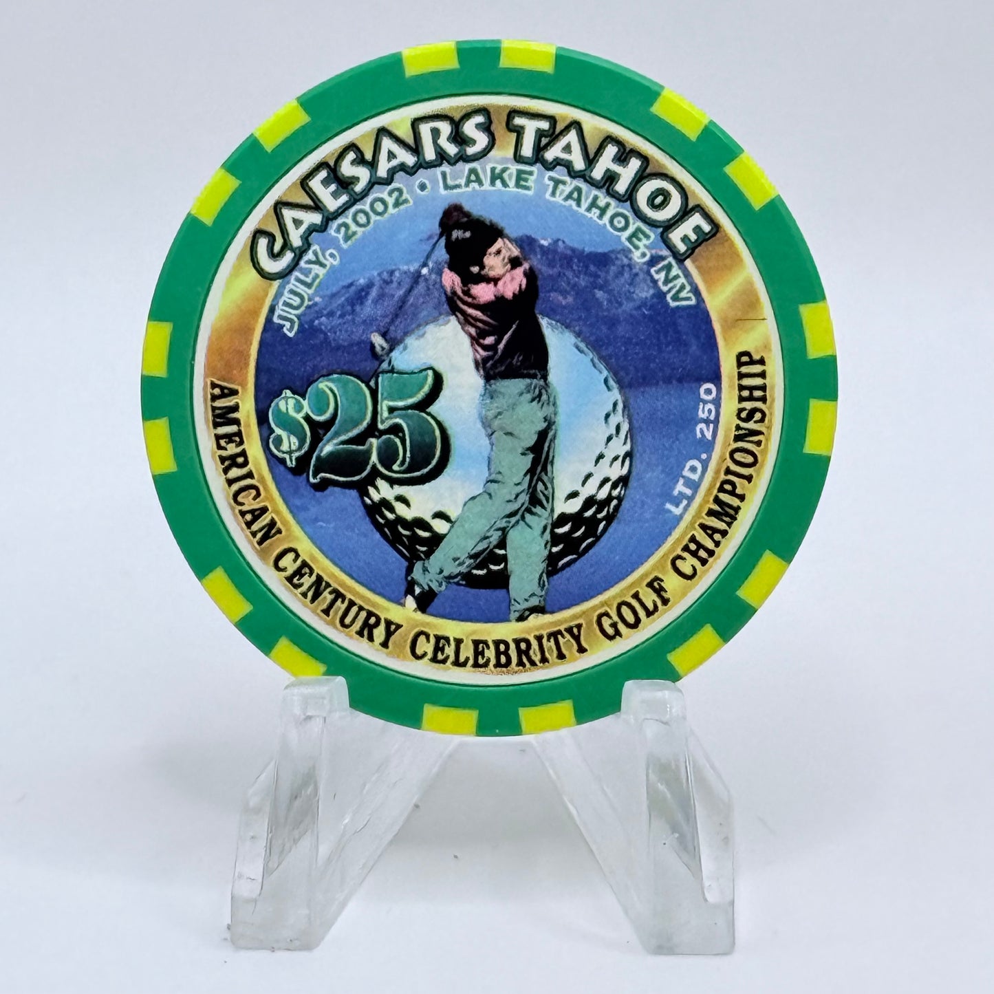 Caesars Tahoe Lake Tahoe Nevada 2002 'American Century Celebrity Golf Championship' LE $25 Casino Chip E0149