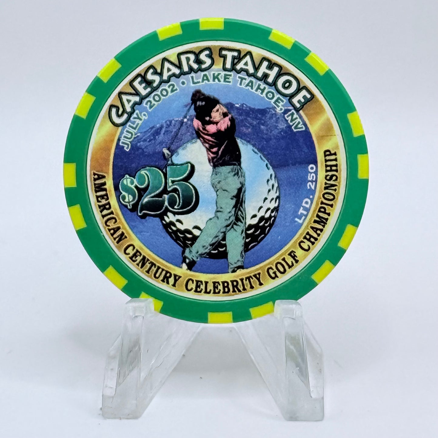 Caesars Tahoe Lake Tahoe Nevada 2002 'American Century Celebrity Golf Championship' LE $25 Casino Chip E0149