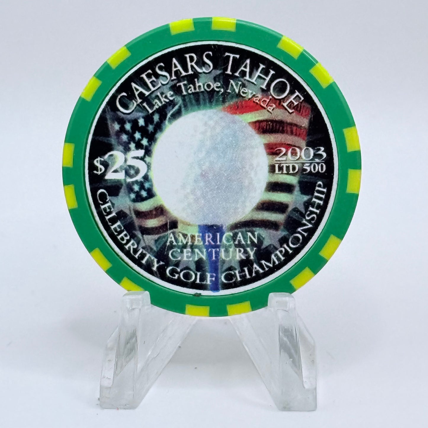 Caesars Tahoe Lake Tahoe Nevada 2003 'American Century Celebrity Golf Championship' LE $25 Casino Chip E0150