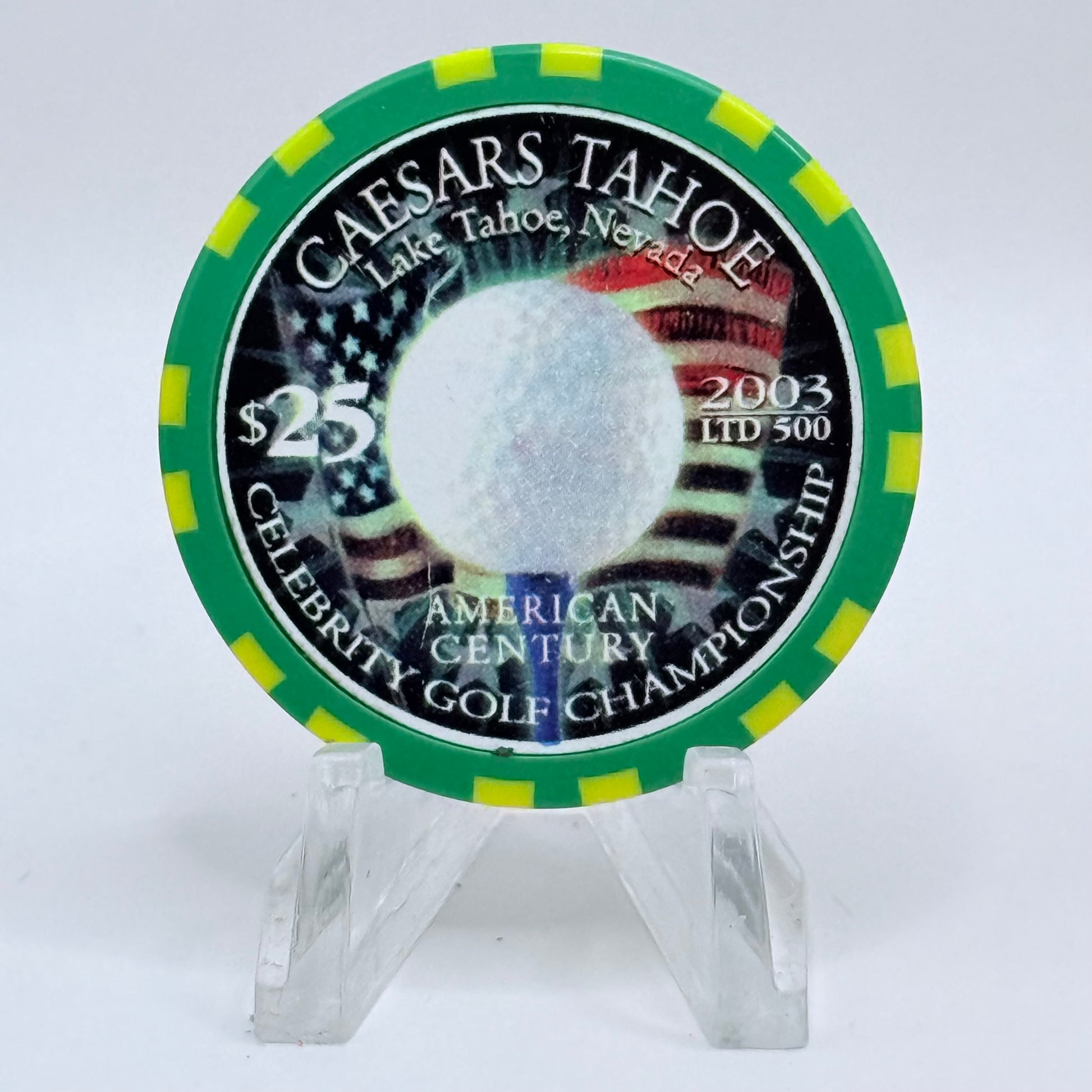 Caesars Tahoe Lake Tahoe Nevada 2003 'American Century Celebrity Golf Championship' LE $25 Casino Chip E0150