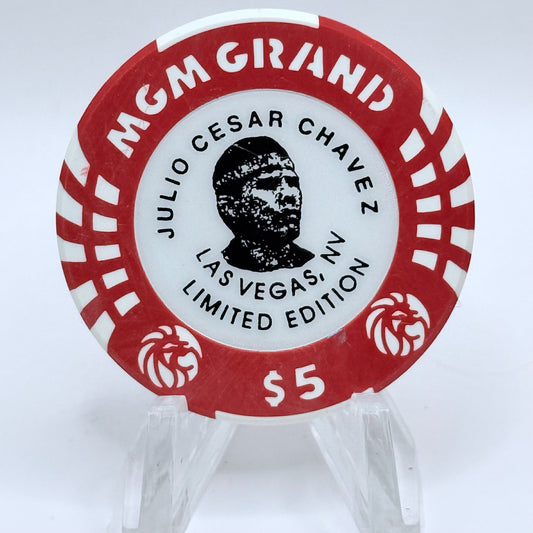 MGM Grand (Theme Hotel) Las Vegas Nevada 1994 'Julio Cesar Chavez vs Frankie Randall' LE $5 Casino Chip N4562